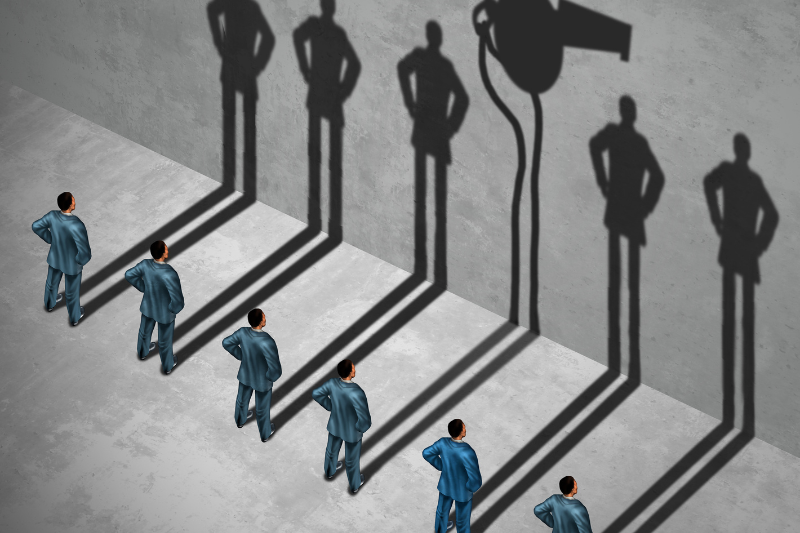 Illustration of whistleblowers standing against unethical workplace practices - Mercer Legal Group services.