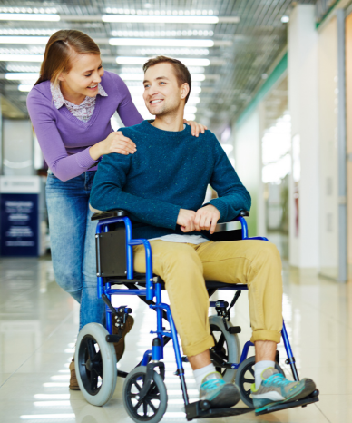 Lawyer providing legal assistance to a disabled client in a wheelchair - Mercer Legal Group services.