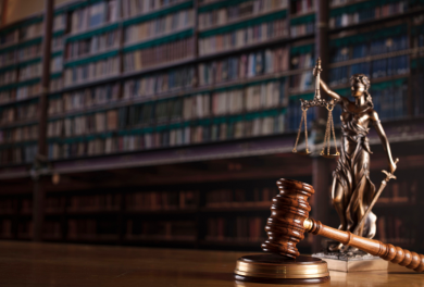 Legal books and a gavel on a shelf - Mercer Legal Group services