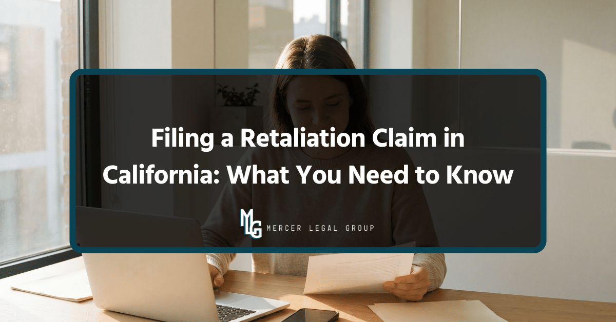 Employee reviewing documents while preparing a workplace retaliation claim