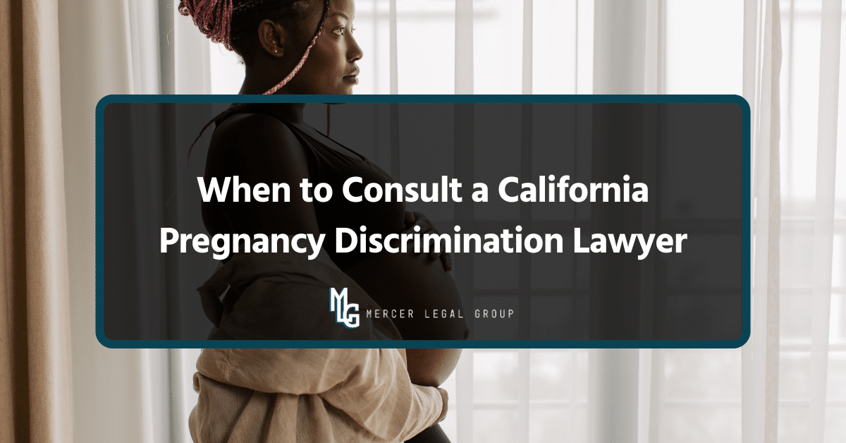 Pregnant employee considering her legal rights after workplace discrimination