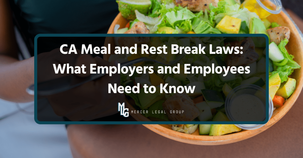 Employee taking a meal break with a healthy lunch in accordance with California labor laws