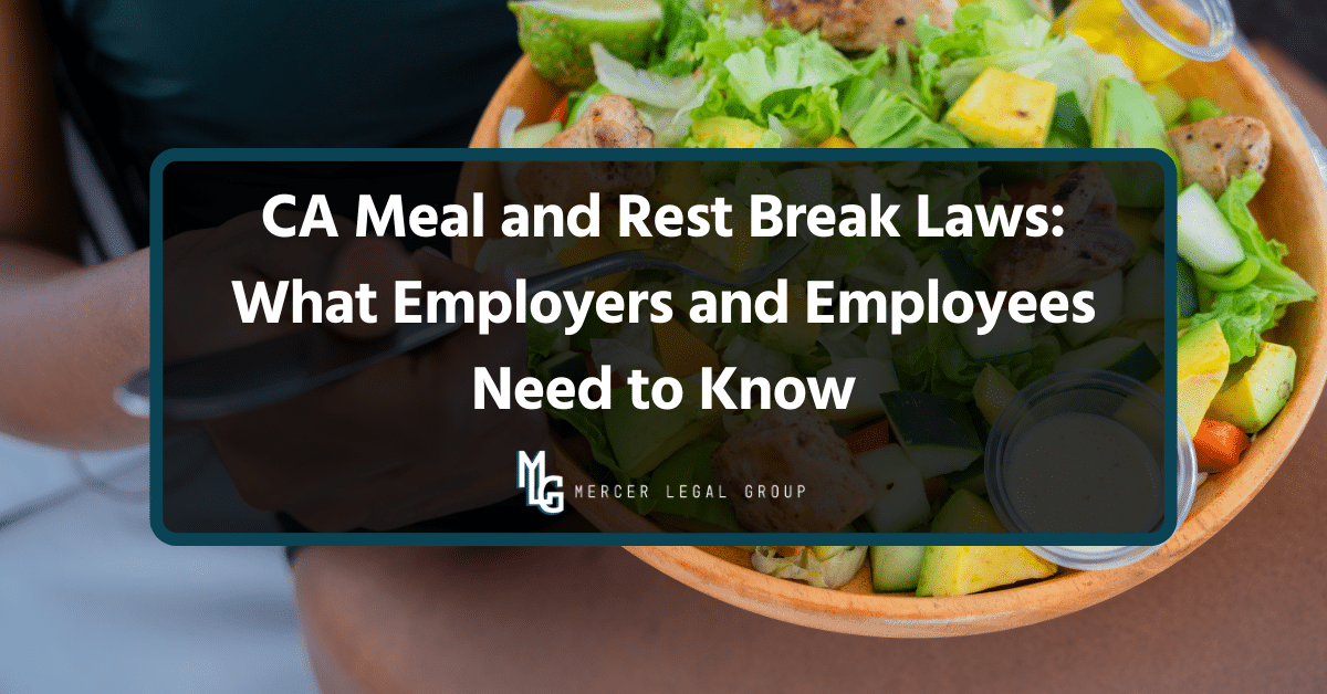 Employee taking a meal break with a healthy lunch in accordance with California labor laws
