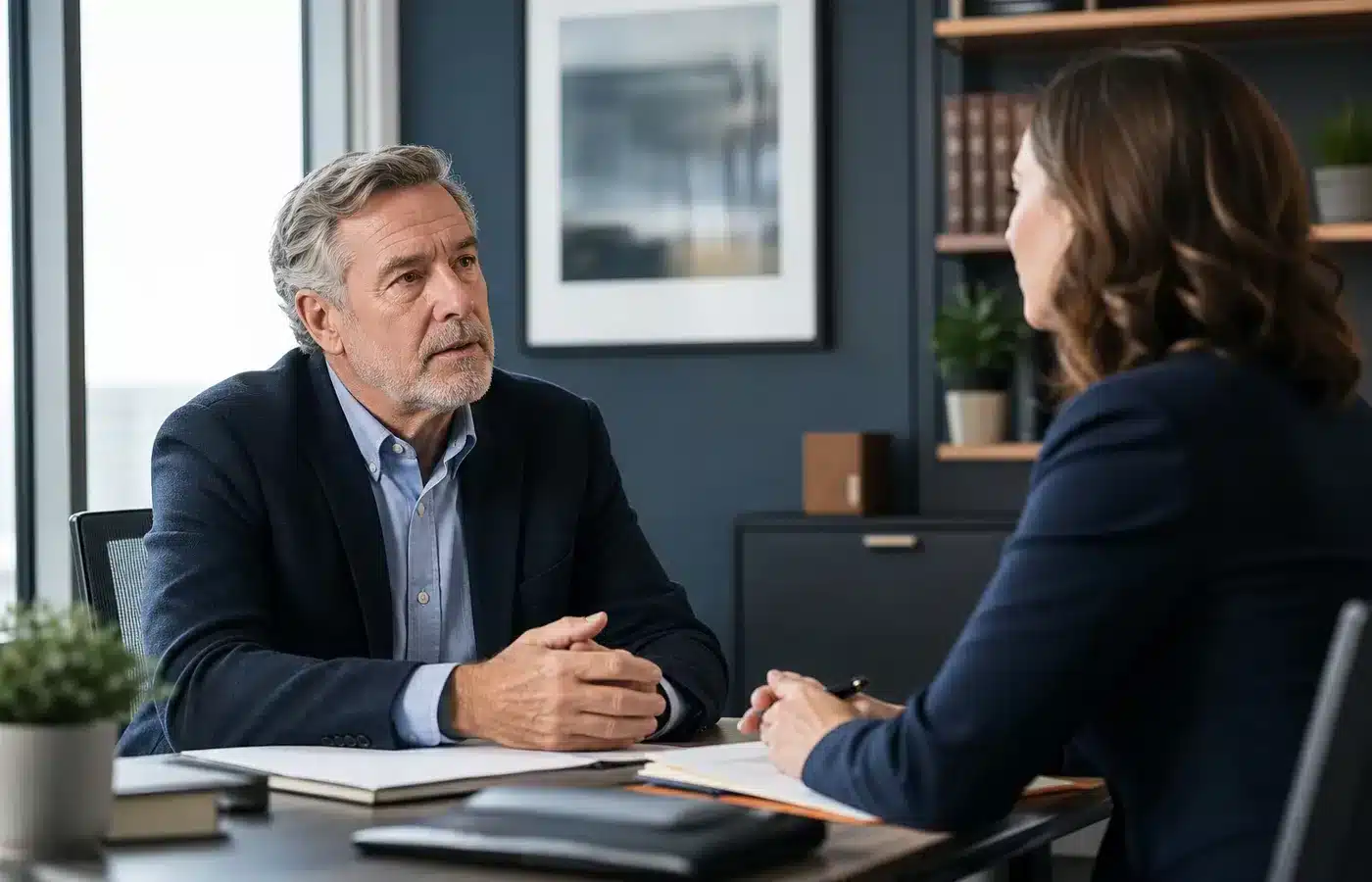 Older employee discussing possible age discrimination with a California employment attorney