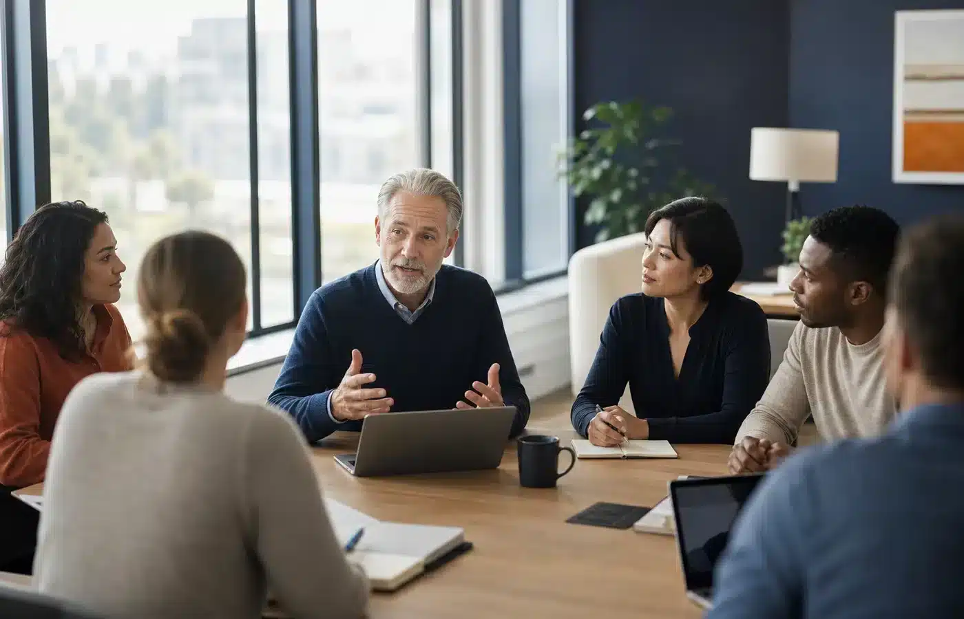 Experienced professional participating in a multigenerational workplace meeting